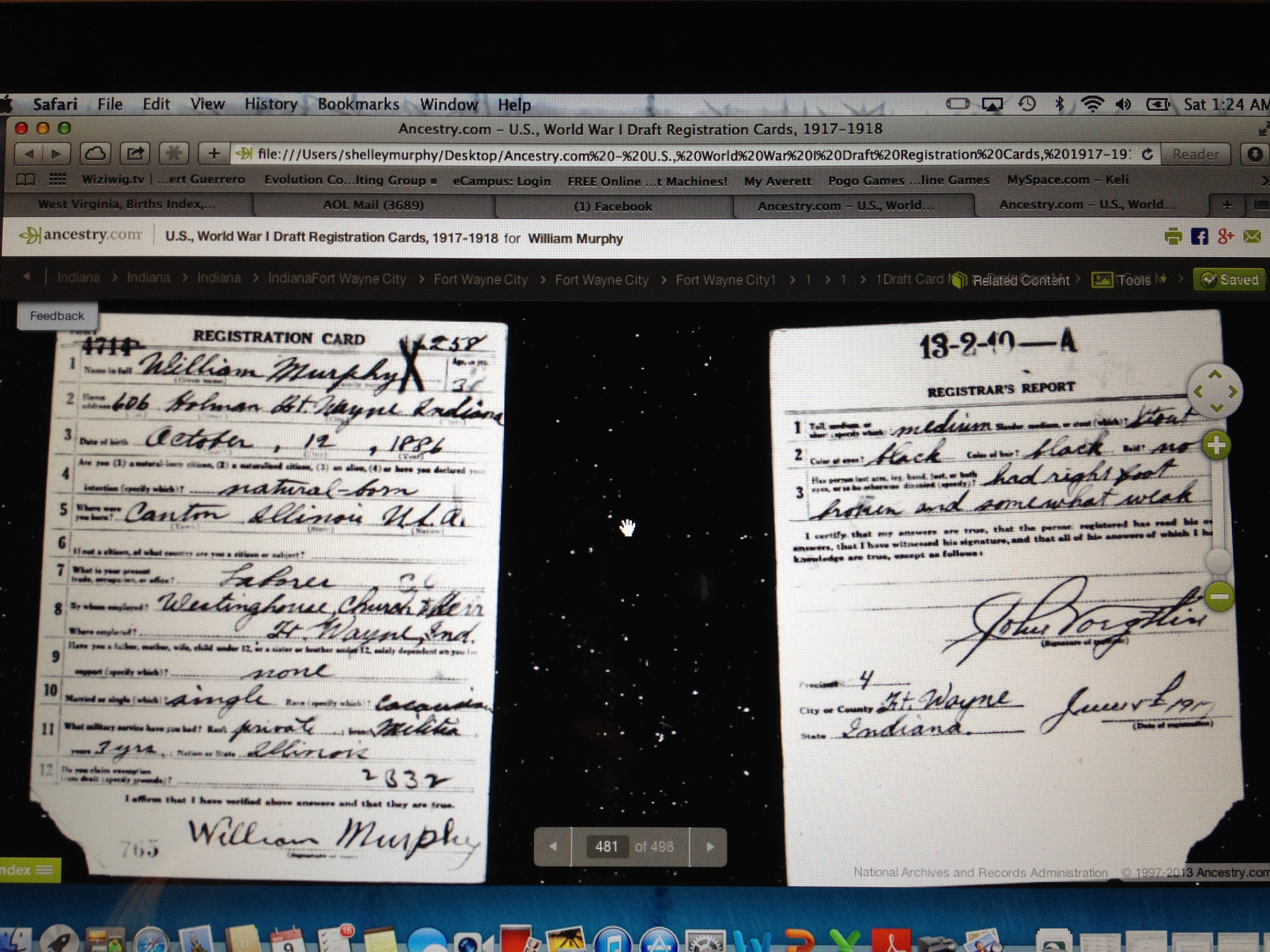 william murphy ww1 registration